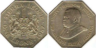 coin Sierra Leone 1 leone 1987