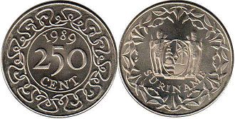 coin Surinam 250 cents 1989