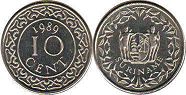 coin Surinam 10 cents 1989