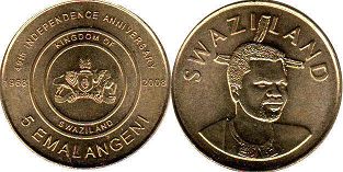 coin Swaziland 5 emalangeni 2008 Independence