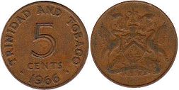 coin Trinidad and Tobago 5 cents 1966