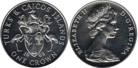 coin Turks and Caicos 1 crown 1969