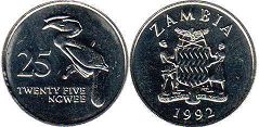 coin Zambia 25 ngwee 1992