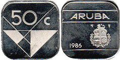coin Aruba 50 cents 1986