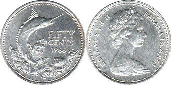 coin Bahamas 50 cents 1966