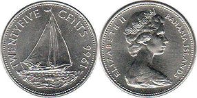 coin Bahamas 25 cents 1966