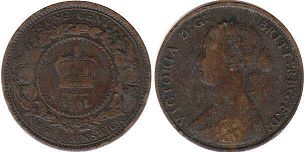 coin New Brunswick 1 cent 1861