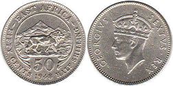 coin BRITISH EAST AFRICA 50 cents 1948