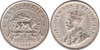 coin BRITISH EAST AFRICA 1 shilling 1922