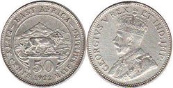 coin BRITISH EAST AFRICA 50 cents 1922