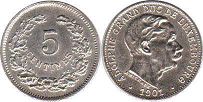 coin Luxembourg 5 centimes 1901