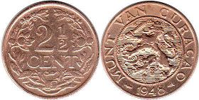 coin Curacao 2.5 cents 1948