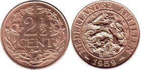 coin Netherlands Antilles 2.5 cents 1959