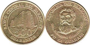 coin Paraguay 500 guaranies 2002