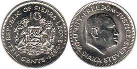 coin Sierra Leone 10 cents 1984