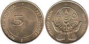 kovanice Slovenija 5 tolarjev 1995