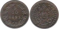 coin Austrian Empire 5/10 kreuzer 1891