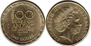 australian commemmorative coin 1 dollar 2014