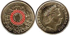australian commemmorative coin coloured 2 dollars 2015