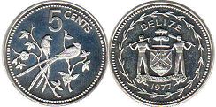 coin Belize 5 cents 1977