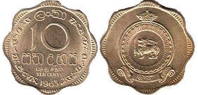 coin Ceylon 10 cents 1963