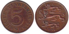 coin Estonia 5 senti 1931