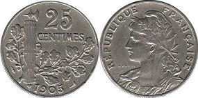 piece France 25 centimes 1905