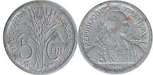 piece Française Indochina 5 cents 1946
