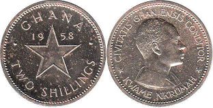 coin Ghana two shillings 1958