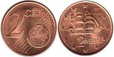 moneta Grecja 2 euro cent 2002