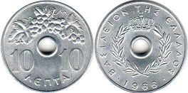 coin Greece 10 lepta 1966