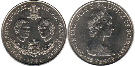 coin Guernsey 25 pence 1981