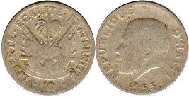 piece Haiti 10 centimes 1953