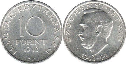 coin Hungary 10 forint 1948