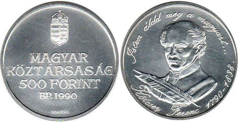 coin Hungary 500 forint 1990