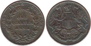 coin East India Company 1/4 anna 1835
