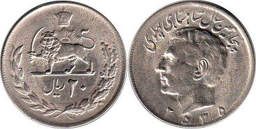 coin Iran 20 rials 1976