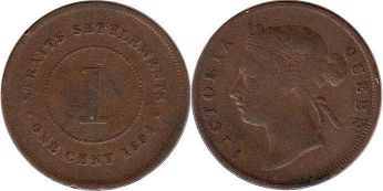 coin Straits Settlements 1 cent 1894