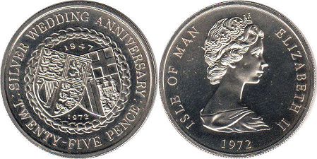 coin Isle of Man 25 pence 1972