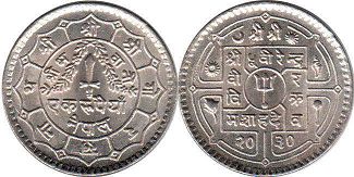 coin Nepal 1 rupee 1973