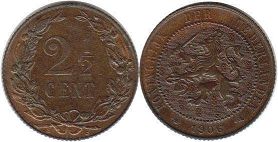 Münze Niederlande 2.5 Cents 1906