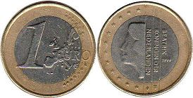mynt Nederländerna 1 euro 1999