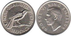 coin New Zealand 6 pence 1947
