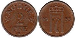 coin Norway 2 ore 1953