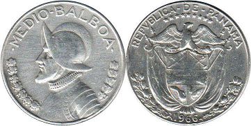 coin Panama 1/2 balboa 1966