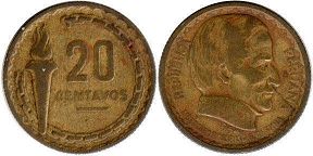 coin Peru 20 centavos 1954