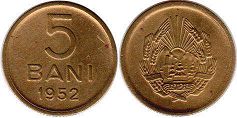 coin Romania 5 bani 1952