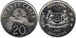 coin singapore20 cents 1997