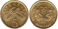 coin Singapore 5 cents 1989