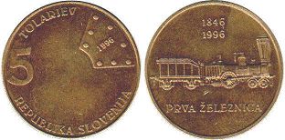 coin Slovenia 5 tolarjev 1996